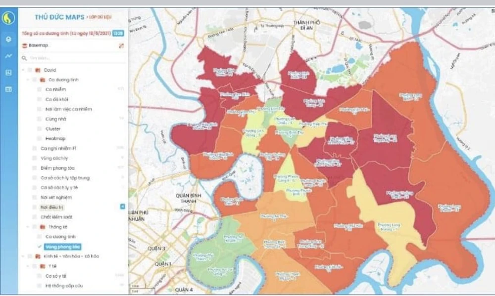 Quản lý dịch Covid-19 TP Thủ Đức qua hệ thống bản đồ GIS