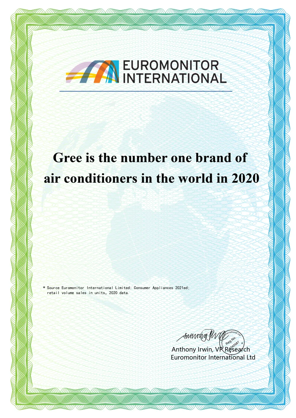 GREE được bình chọn là “Thương hiệu điều hoà số 1 thế giới năm 2020” ảnh 1 GREE được bình chọn là “Thương hiệu điều hoà số 1 thế giới năm 2020” ảnh 1