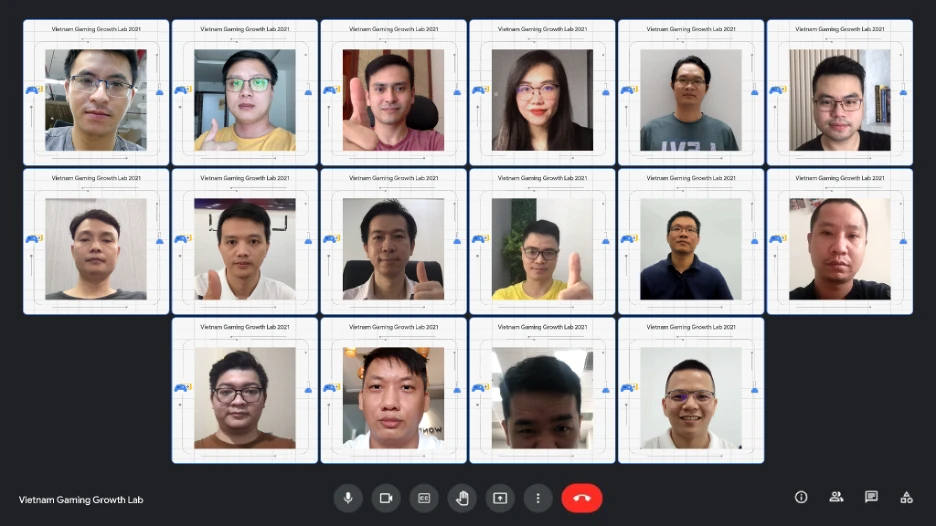 Đại diện các studio game ở Việt Nam tham dự lễ tốt nghiệp trực tuyến của Vietnam Google Gaming Growth Lab 2021