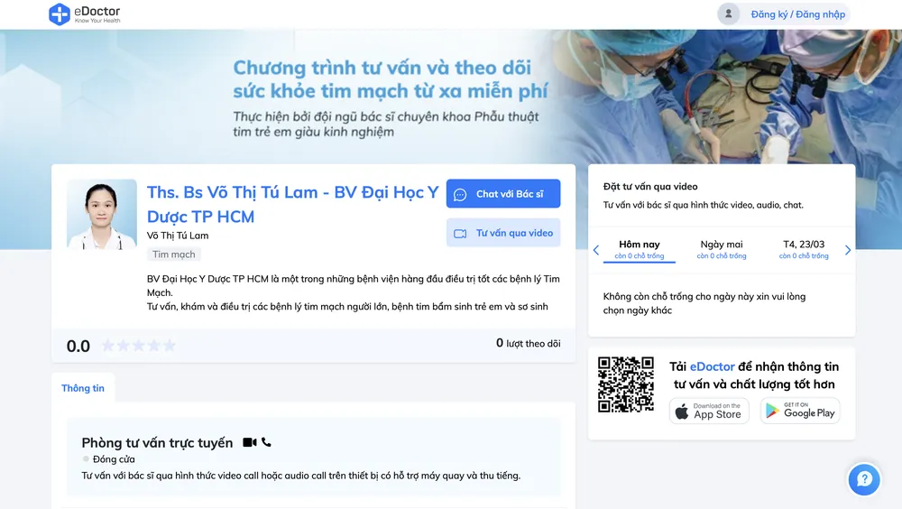 Tư vấn và theo dõi sức khỏe tim qua hệ thống eDoctor ảnh 1