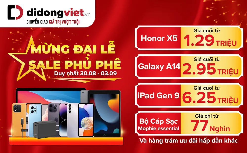 Di Động Việt triển khai chương trình sale đại lễ 2-9, điện thoại giảm hơn 10 triệu đồng Di Động Việt triển khai chương trình sale đại lễ 2-9, điện thoại giảm hơn 10 triệu đồng