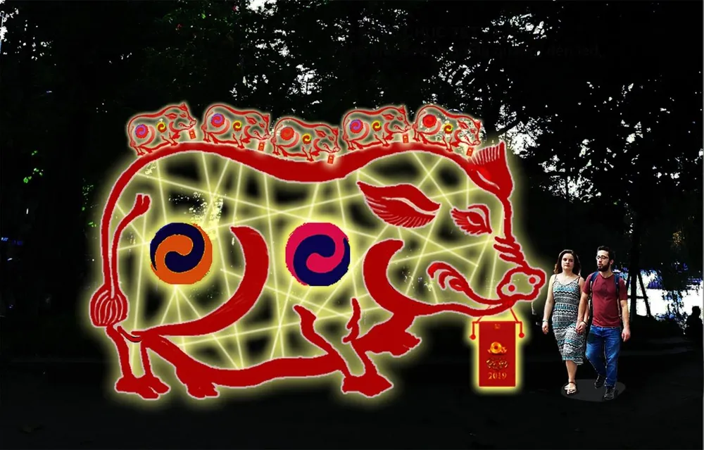 Hồ Gươm lung linh với nhiều công trình điêu khắc ánh sáng ảnh 3 Hồ Gươm lung linh với nhiều công trình điêu khắc ánh sáng ảnh 3