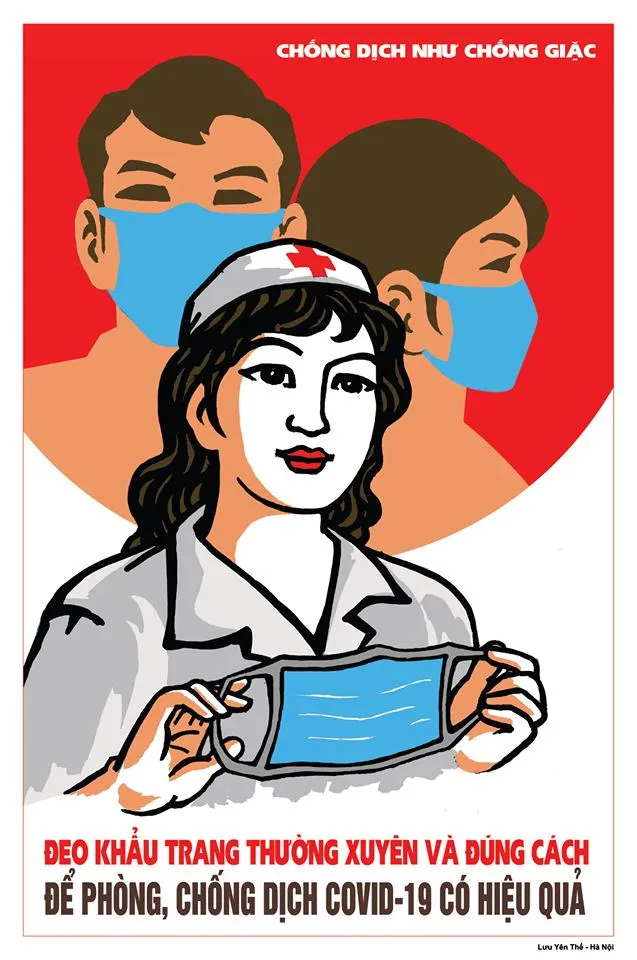 Thông điệp đẩy lùi Covid-19 với tranh cổ động ảnh 3 Thông điệp đẩy lùi Covid-19 với tranh cổ động ảnh 3