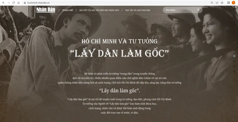 Ra mắt trang thông tin đặc biệt Hồ Chí Minh và tư tưởng “Lấy dân làm gốc” ảnh 1 Ra mắt trang thông tin đặc biệt Hồ Chí Minh và tư tưởng “Lấy dân làm gốc” ảnh 1