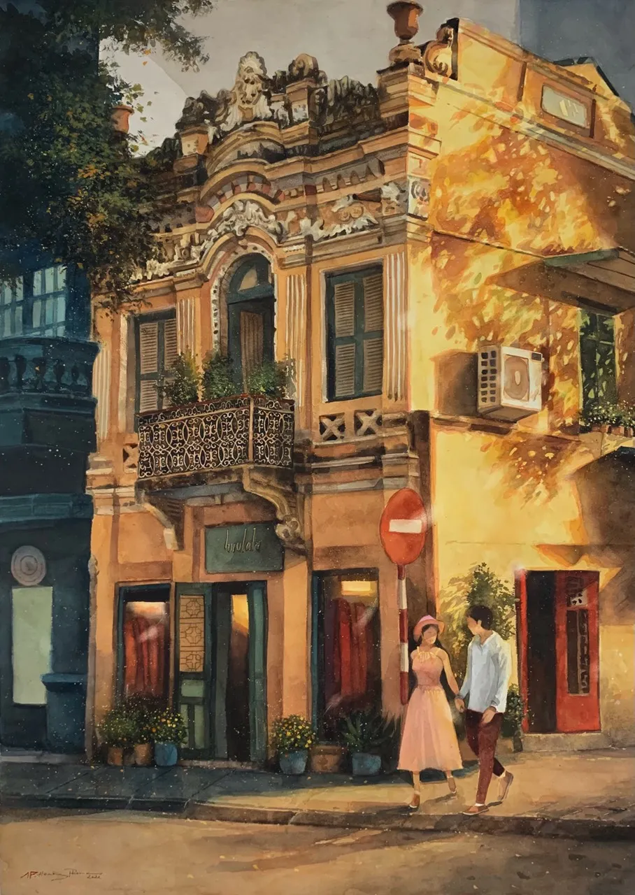 Toàn bộ các tác phẩm đều được thể hiện bằng màu nước Toàn bộ các tác phẩm đều được thể hiện bằng màu nước