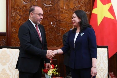 国家副主席武氏映春接见卡塔尔驻越南特命全权大使哈立德‧阿里‧阿卜杜拉‧阿贝尔。