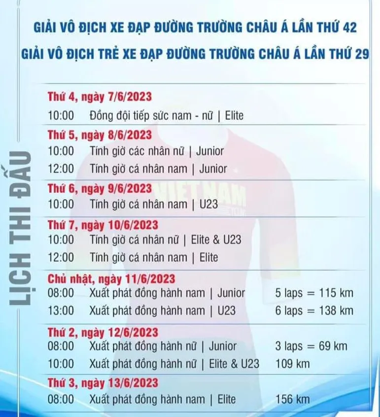 Lịch thi đấu của giải