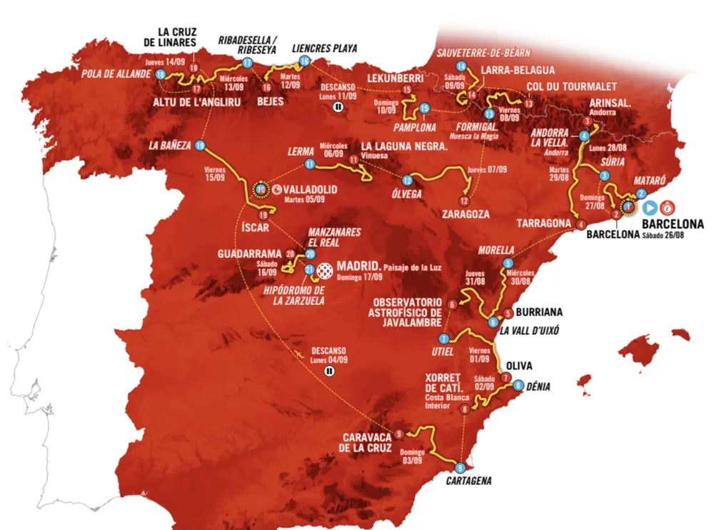 Lộ trình thi đấu của Vuelta a Espana 2023