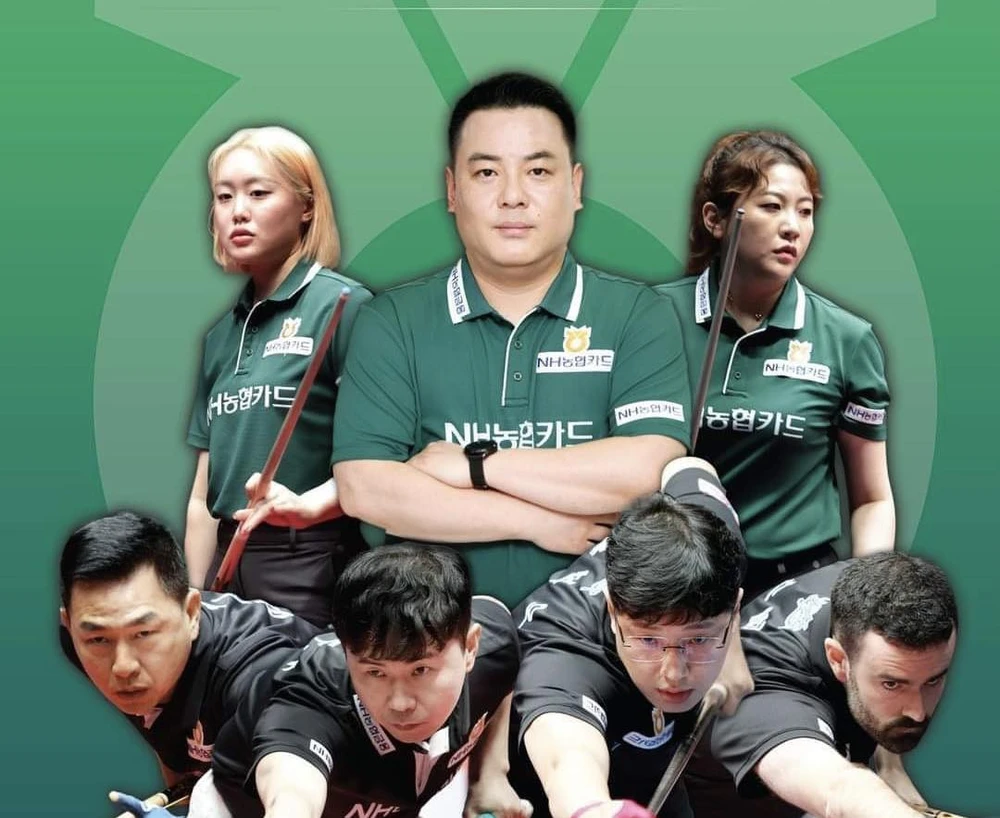 Đội Green Force có Mã Minh Cẩm (bìa trái dưới) đang dẫn đầu PBA Team League. Ảnh: Kim Young Hun