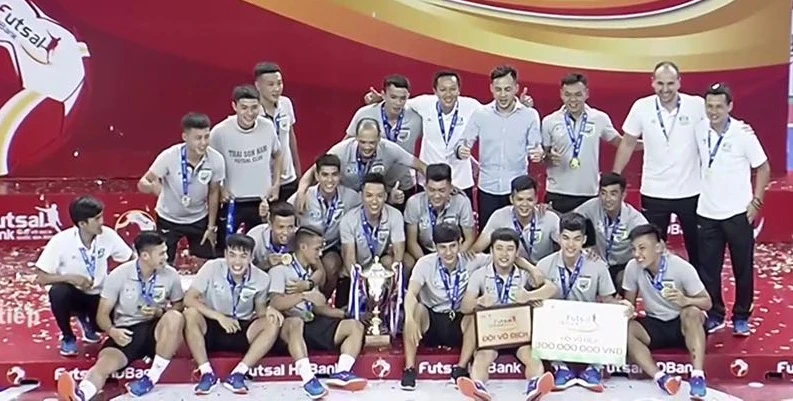 Các nhà vô địch futsal Việt Nam 2018, Thái Sơn Nam. Ảnh: ANH TRẦN