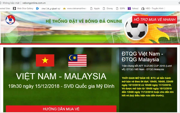 Giao diện trang web giả mạo