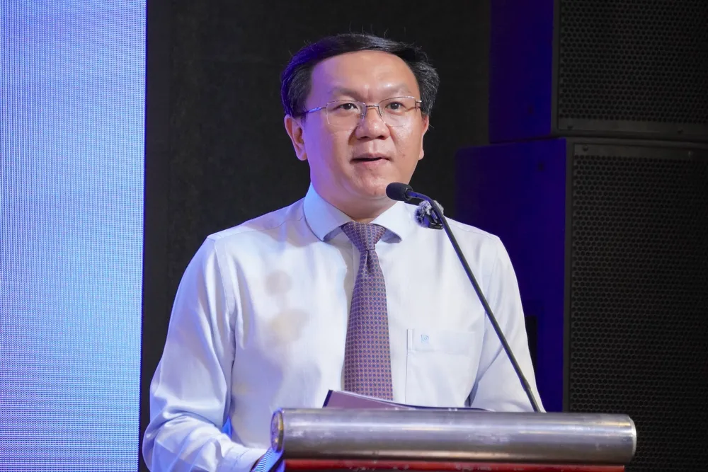 Director of the Ho Chi Minh City Department of Science and Technology, Lam Dinh Thang, speaks at the cooperation signing ceremony. Photo: QUANG HUY 2.JPG