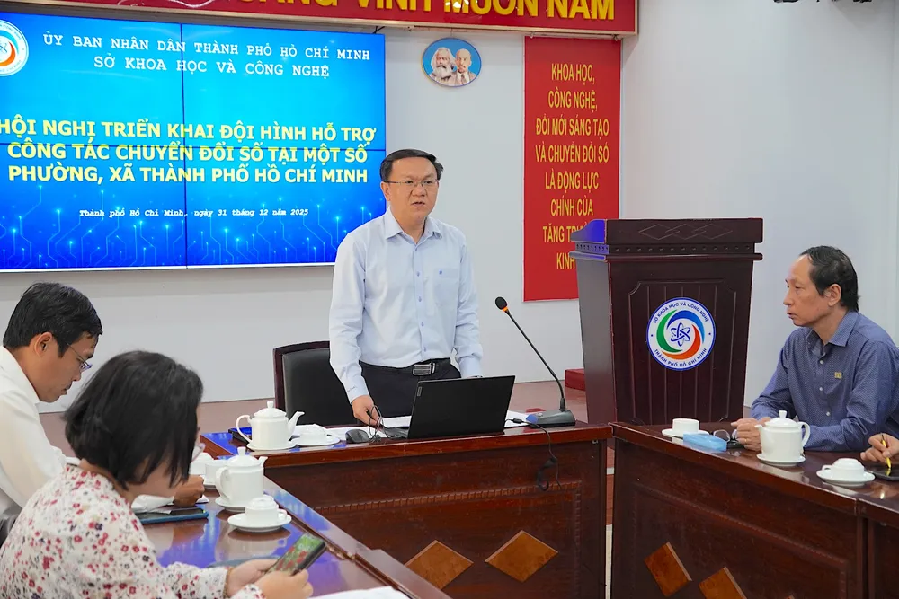 Giám đốc Sở KH-CN TPHCM Lâm Đình Thắng phát biểu tại hội nghị. QUANG HUY