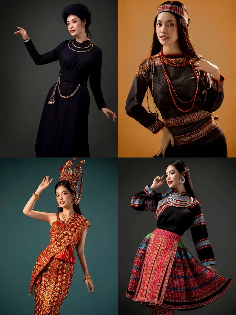 Nông Thúy Hằng với trang phục cưới của các dân tộc