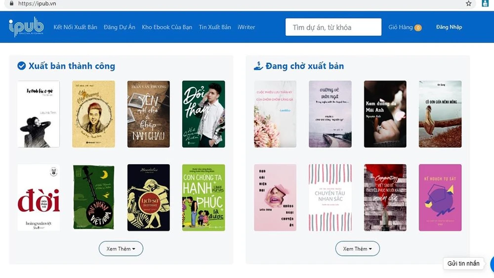 Giao diện của iPub.vn, nơi hứa hẹn làm nên chuyện cho ngành xuất bản trong thời gian tới
