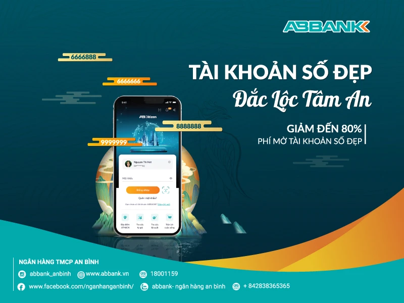 ABBANK cho mở tài khoản số đẹp, giảm 80% phí