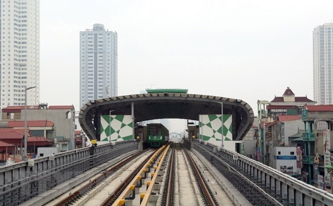 he Cat Linh-Ha Dong elevated railway line will start its test run on September 2. (Photo: VNA)