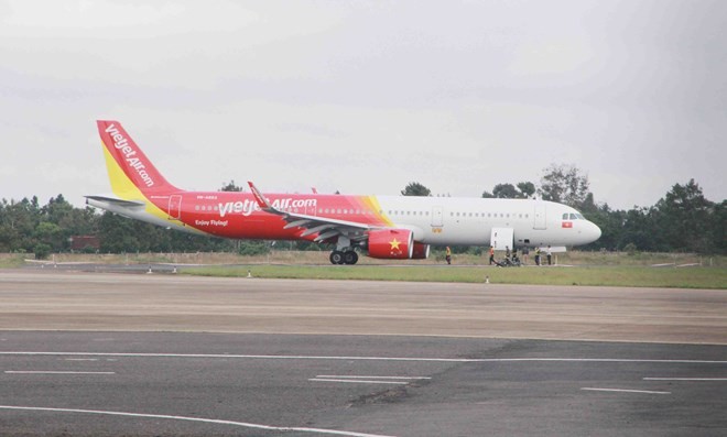 The plane VJ356 at Buon Ma Thuot Airport on November 30 (Photo: VNA)