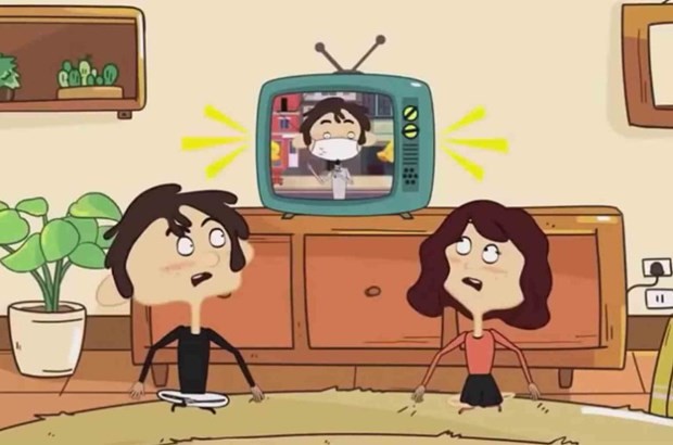 A shot in the animated video of "Ghen Co Vy" (Photo courtesy of the National Institute of Occupational and Environmental Health)