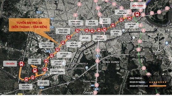 Map of metro line 3A