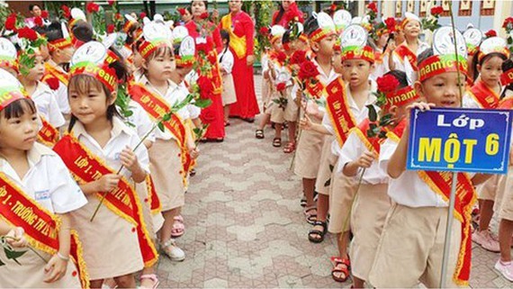 First grade students in the new school year 