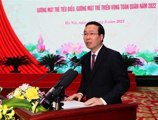 President Vo Van Thuong addresses the ceremony (Photo: VNA) President Vo Van Thuong addresses the ceremony (Photo: VNA)