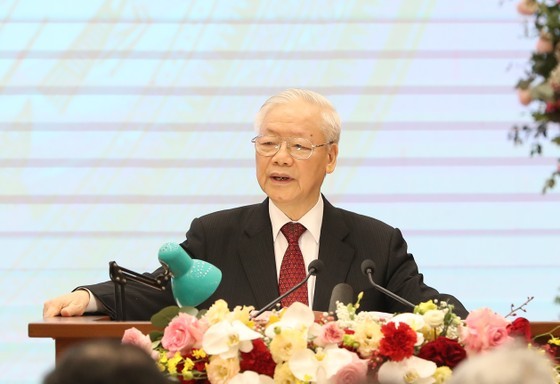 Party General Secretary Nguyen Phu Trong speaks at the ceremony. (Photo: SGGP)