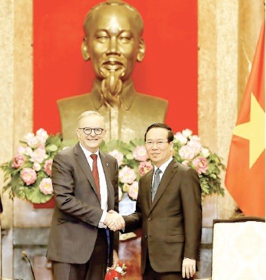 President Vo Van Thuong (R) and Australian Prime Minister Anthony Albanese at their meeting on June 4 (Photo: VNA) President Vo Van Thuong (R) and Australian Prime Minister Anthony Albanese at their meeting on June 4 (Photo: VNA)
