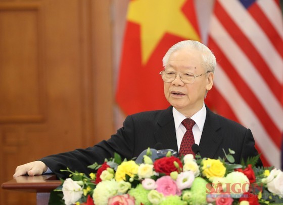 Party General Secretary Nguyen Phu Trong speaks at the talk. (Photo: SGGP)