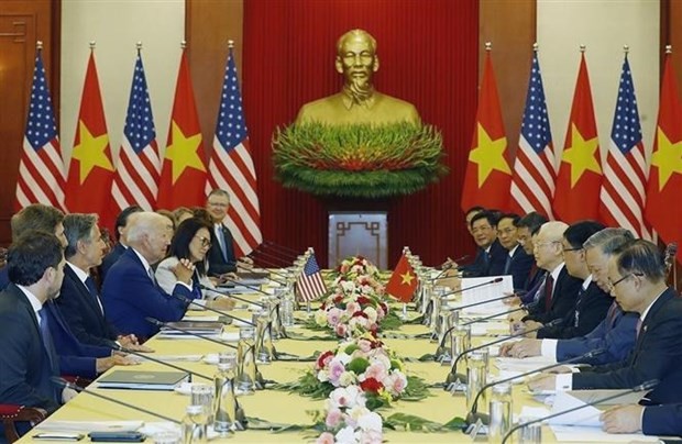 The talks between Party General Secretary Nguyen Phu Trong and US President Joseph Biden on September 10. (Photo: VNA) The talks between Party General Secretary Nguyen Phu Trong and US President Joseph Biden on September 10. (Photo: VNA)