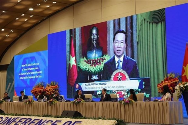 Vietnamese State President Vo Van Thuong speaks in a pre-recorded message sent to the conference. (Photo: VNA) Vietnamese State President Vo Van Thuong speaks in a pre-recorded message sent to the conference. (Photo: VNA)