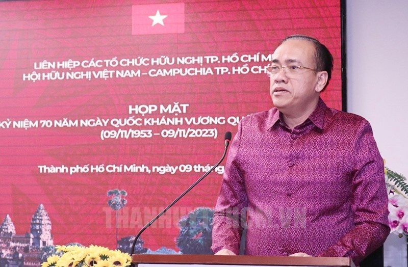 Cambodian Consul General in HCMC Chan Sorykan speaks at the meeting. (Photo: hcmcpv)