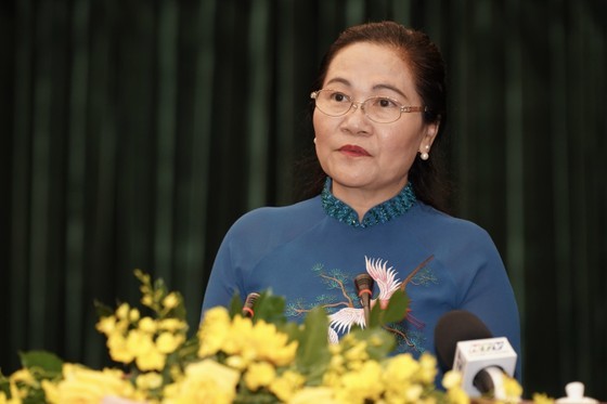 Chairwoman of the HCMC People’s Council Nguyen Thi Le speaks at the event. (Photo: SGGP)
