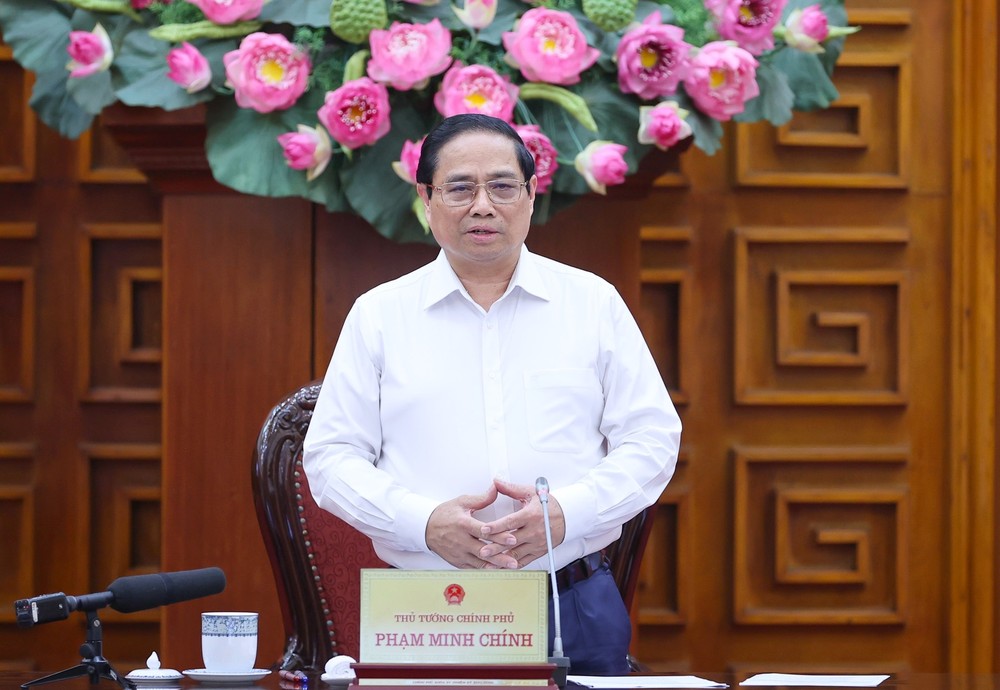 Prime Minister Pham Minh Chinh addresses the meeting. (Photo: VNA) 1-5983-8918.jpg.jpg
