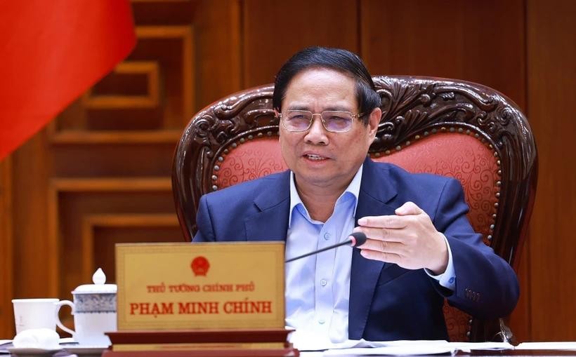 Prime Minister Pham Minh Chinh calls for breakthrough policies for Vietnam's international financial center. (Photo: VNA) vna-potal-thu-tuong-chu-tri-cuoc-hop-thuong-truc-chinh-phu-ve-trung-tam-tai-chinh-quoc-te-8024393.jpg