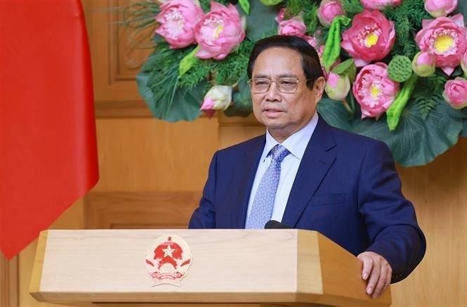 Prime Minister Pham Minh Chinh speaks at the dialogue with the US business community in Hanoi on May 13. (Photo: VNA) pm-pham-minh-chinh-us-business-community-vna.jpg