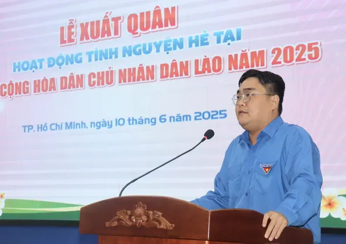Secretary of the Ho Chi Minh City Youth Union cum Chairman of the Vietnam Youth Federation in the city, Ngo Minh Hai, speaks at the ceremony. (Photo: SGGP) z6691579526073-0309b425692403bd5c8788b93d08b1eb-6047-7942.jpg