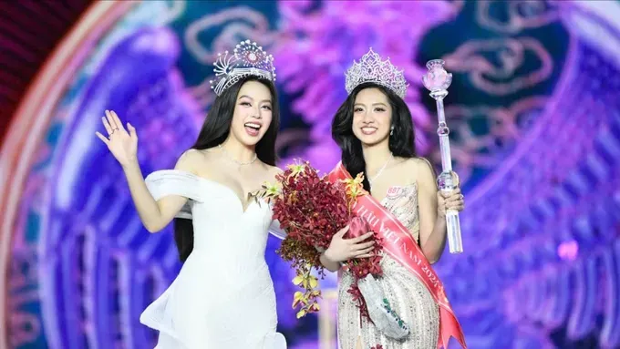 Miss Vietnam 2022, Huynh Thi Thanh Thuy (L) and Miss Vietnam 2024 Ha Truc Linh (Photo: SGGP) truclinh-4630-7196.jpg
