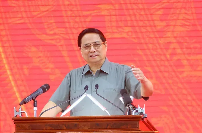 Prime Minister Pham Minh Chinh delivers his speech at the conference. (Photo: SGGP) 322ea578c0b276ec2fa3-9850-4833.jpg