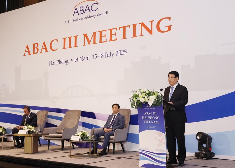 State President Luong Cuong addresses the APEC Business Advisory Council's third meeting. (Photo: VNA) chu-tich-nuoc-luong-cuong-phat-bieu-tai-phien-khai-mac-ky-hop-lan-thu-3-hoi-dong-tu-van-kinh-doanh-apec-anh-ttxvn.jpg