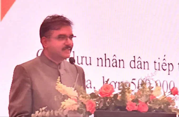 Indian Consul General in Ho Chi Minh City, Vipra Pandey, speaks at the meeting. (Photo: SGGP) tls-an-do-2631-2414.jpg