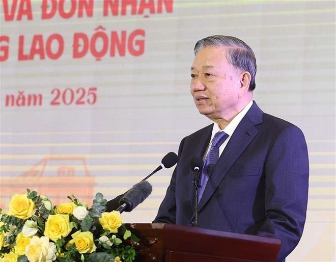 Party General Secretary To Lam speaks at the ceremony marking the 80th traditional day of the People’s Court (September 13, 1945–2025), in Hanoi on September 13, 2025. (Photo: VNA) to-lam2.jpg