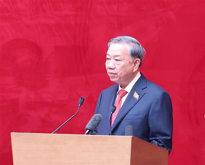 Party General Secretary To Lam speaks at the 8th Congress of the Central Public Security Party Organisation (Photo: VNA) to-lam-1.jpg