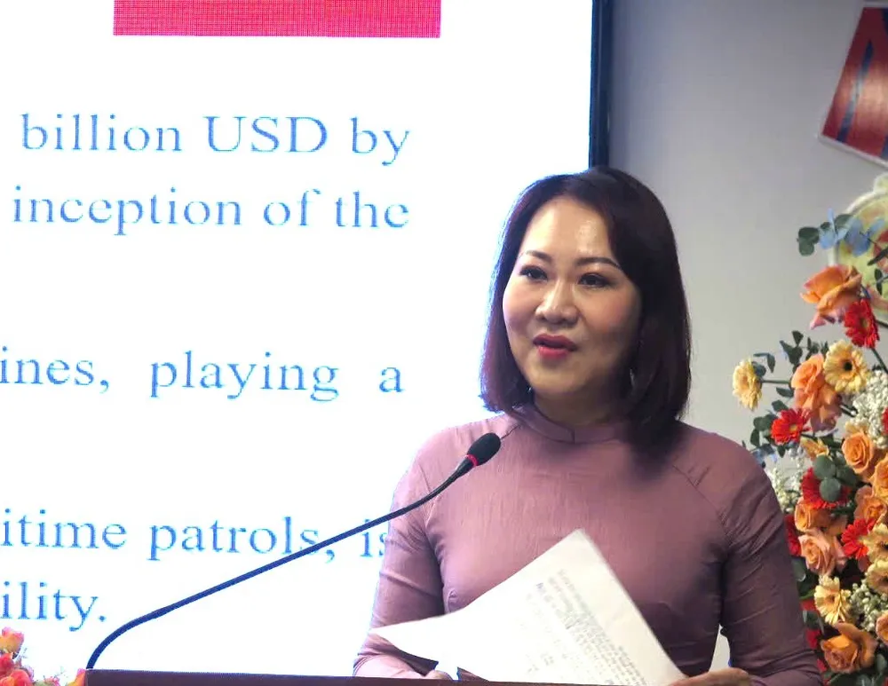 PGS.TS Phan Thị Hồng Xuân, Chủ tịch Hội hữu nghị Việt Nam - Đông Nam Á TPHCM phát biểu tại buổi họp mặt. Ảnh: THỤY VŨ Hồng Xuân.jpg