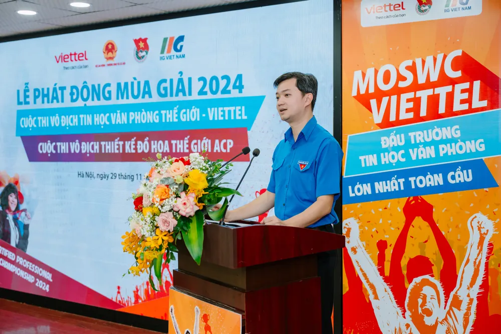 Ông Nguyễn Minh Triết, Bí thư Trung ương Đoàn TNCS Hồ Chí Minh phát biểu tại lễ phát động 2 cuộc thi