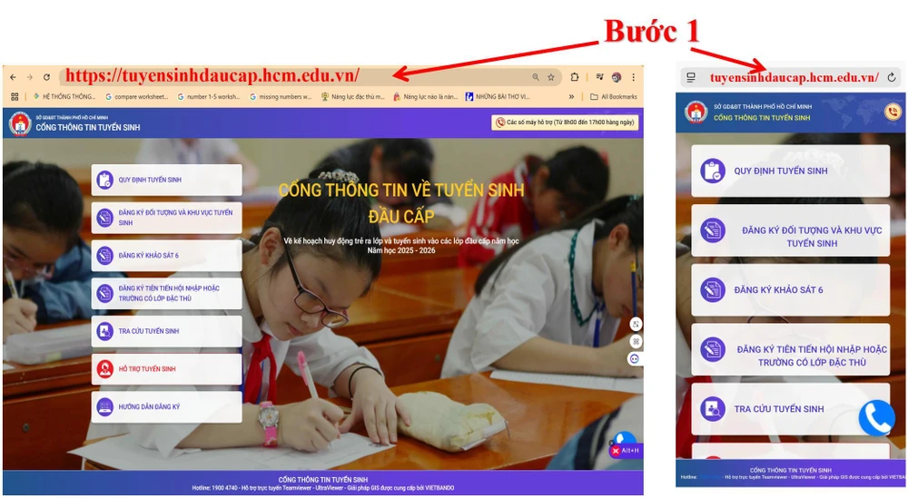 TPHCM: Hướng dẫn các bước đăng ký tuyển sinh đầu cấp