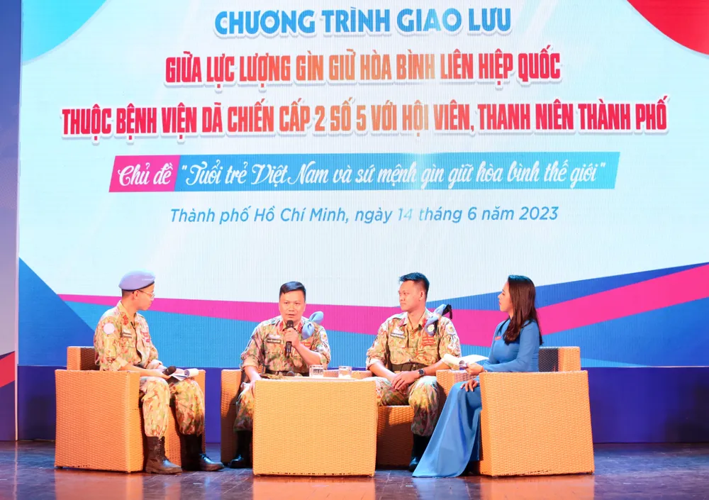 Chương trình giao lưu giữa lực lượng gìn giữ hòa bình Liên hiệp quốc với thanh niên TPHCM. Ảnh: THẢO LÊ Chương trình giao lưu giữa lực lượng gìn giữ hòa bình Liên hiệp quốc với thanh niên TPHCM. Ảnh: THẢO LÊ