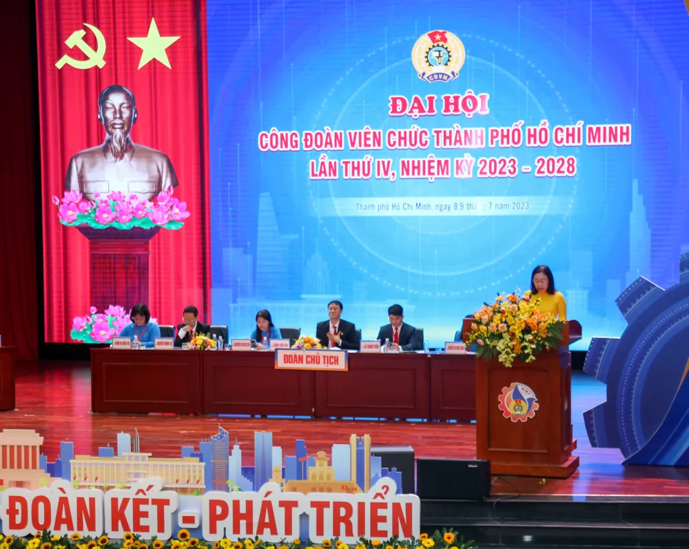 Đại hội Công đoàn Viên chức TPHCM lần thứ IV, nhiệm kỳ 2023-2028. Ảnh: THẢO LÊ Đại hội Công đoàn Viên chức TPHCM lần thứ IV, nhiệm kỳ 2023-2028. Ảnh: THẢO LÊ