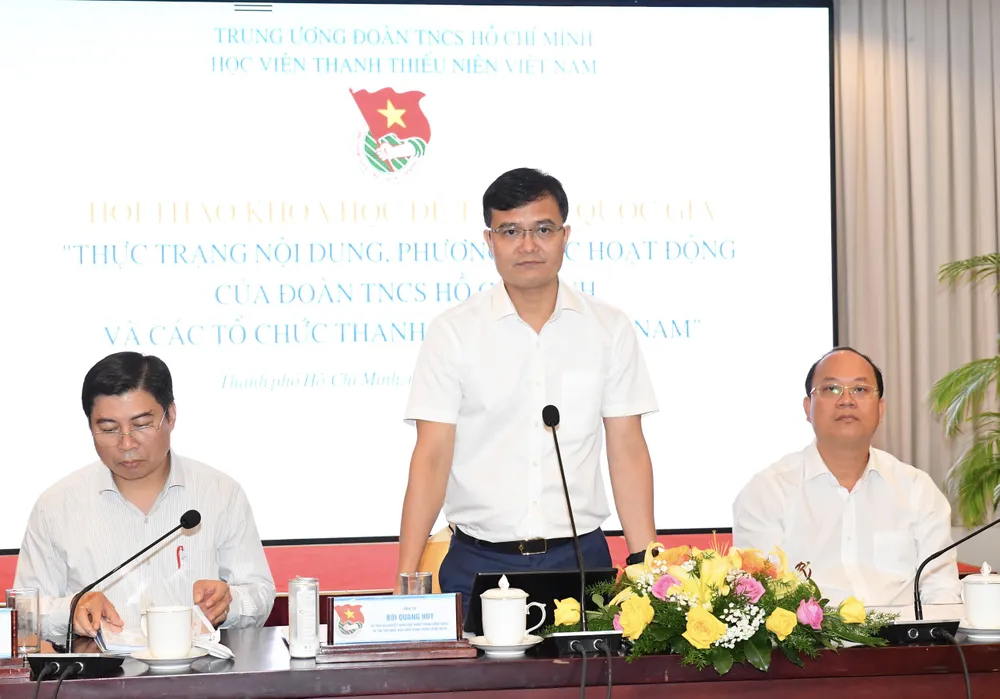 Bí thư thứ nhất Trung ương Đoàn Bùi Quang Huy phát biểu kết luận. Ảnh: VIỆT DŨNG Bí thư thứ nhất Trung ương Đoàn Bùi Quang Huy phát biểu kết luận. Ảnh: VIỆT DŨNG