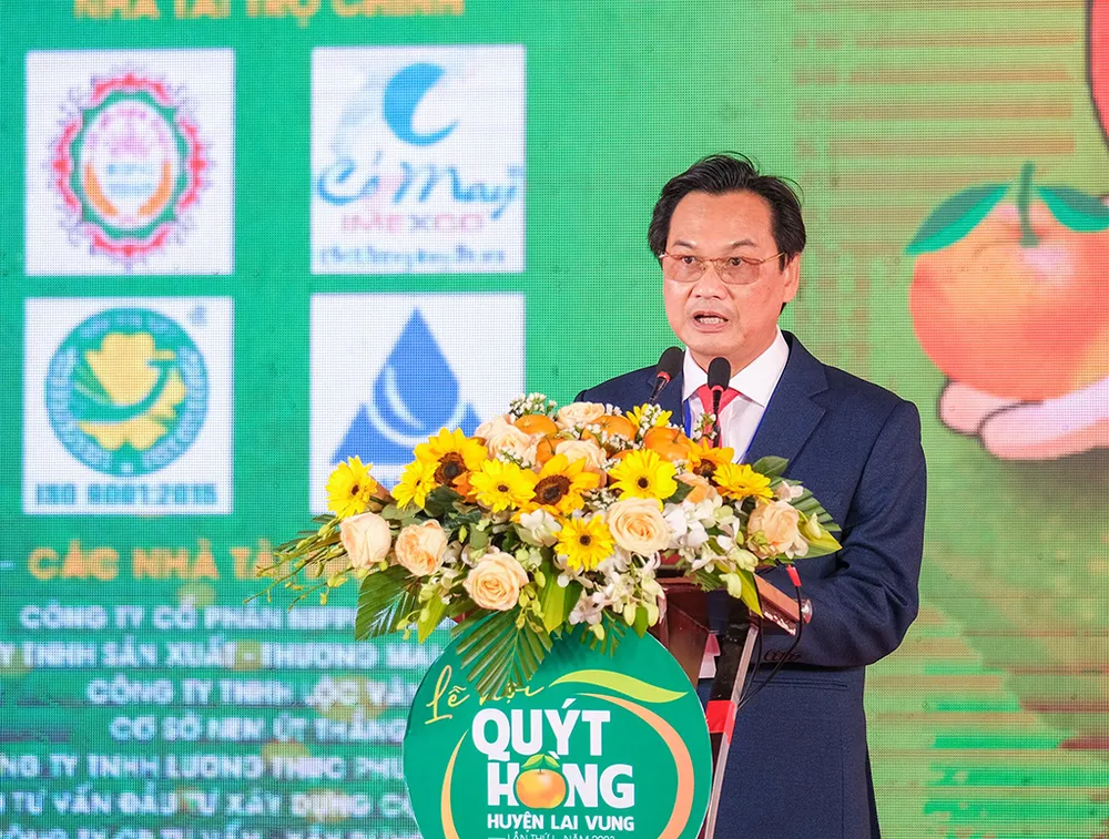 Ông Nguyễn Hữu Nghĩa, Chủ tịch UBND huyện Lai Vung phát biểu